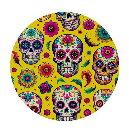 Ulloord Round Tablecloth Fitted Table Cover with Elastic Edged Skull Pattern Waterproof Table Cloth for Party Kitchen Dining Indoor Outdoor Table