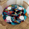 Ulloord  Round Tablecloth Fitted Table Cover with Elastic Edged Colorful Skull Print Waterproof Table Cloth for Party Kitchen Dining Indoor Outdoor Table