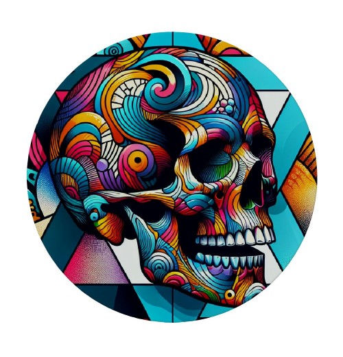 Ulloord  Round Tablecloth Fitted Table Cover with Elastic Edged Colorful Skull Print Waterproof Table Cloth for Party Kitchen Dining Indoor Outdoor Table