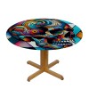 Ulloord  Round Tablecloth Fitted Table Cover with Elastic Edged Colorful Skull Print Waterproof Table Cloth for Party Kitchen Dining Indoor Outdoor Table