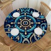 Ulloord  Round Tablecloth Fitted Table Cover with Elastic Edged Sea Anchor Pattern Waterproof Table Cloth for Party Kitchen Dining Indoor Outdoor Table