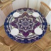 Ulloord  Round Tablecloth Fitted Table Cover with Elastic Edged Boho Mandala Pattern Waterproof Table Cloth for Party Kitchen Dining Indoor Outdoor Table