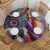 Ulloord Round Tablecloth Fitted Table Cover with Elastic Edged Waterproof Table Cloth for Party Kitchen Dining Indoor Outdoor Table