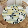 Ulloord Round Tablecloth Fitted Table Cover with Elastic Edged Cute Stripe Waterproof Table Cloth for Party Kitchen Dining Indoor Outdoor Table