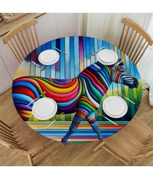 Ulloord Round Tablecloth Fitted Table Cover with Elastic Edged Waterproof Table Cloth for Party Kitchen Dining Indoor Outdoor Table