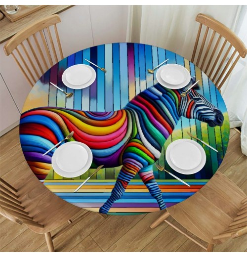 Ulloord Round Tablecloth Fitted Table Cover with Elastic Edged Waterproof Table Cloth for Party Kitchen Dining Indoor Outdoor Table