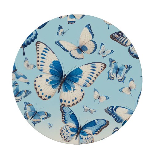 Ulloord  Round Tablecloth Fitted Table Cover with Elastic Edged Animal Butterfly Pattern Waterproof Table Cloth for Party Kitchen Dining Indoor Outdoor Table