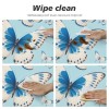 Ulloord  Round Tablecloth Fitted Table Cover with Elastic Edged Animal Butterfly Pattern Waterproof Table Cloth for Party Kitchen Dining Indoor Outdoor Table