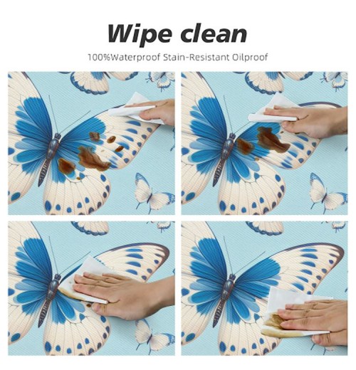 Ulloord  Round Tablecloth Fitted Table Cover with Elastic Edged Animal Butterfly Pattern Waterproof Table Cloth for Party Kitchen Dining Indoor Outdoor Table