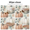 Ulloord Round Tablecloth Fitted Table Cover with Elastic Edged Pumpkin Leaves Waterproof Table Cloth for Party Kitchen Dining Indoor Outdoor Table