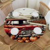 Ulloord  Round Tablecloth Fitted Table Cover with Elastic Edged Thanksgiving Pumpkin Car Waterproof Table Cloth for Party Kitchen Dining Indoor Outdoor Table