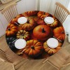 Ulloord Round Tablecloth Fitted Table Cover with Elastic Edged Pumpkin Print Waterproof Table Cloth for Party Kitchen Dining Indoor Outdoor Table