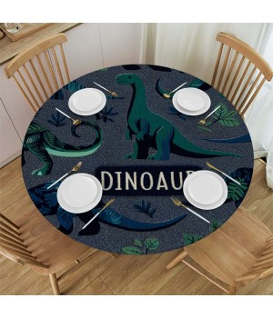 Ulloord  Round Tablecloth Fitted Table Cover with Elastic Edged Cute Dinosaur Animal Waterproof Table Cloth for Party Kitchen Dining Indoor Outdoor Table