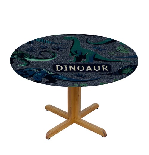 Ulloord  Round Tablecloth Fitted Table Cover with Elastic Edged Cute Dinosaur Animal Waterproof Table Cloth for Party Kitchen Dining Indoor Outdoor Table