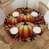 Ulloord  Round Tablecloth Fitted Table Cover with Elastic Edged Autumn Thanksgiving Pumpkins Waterproof Table Cloth for Party Kitchen Dining Indoor Outdoor Table