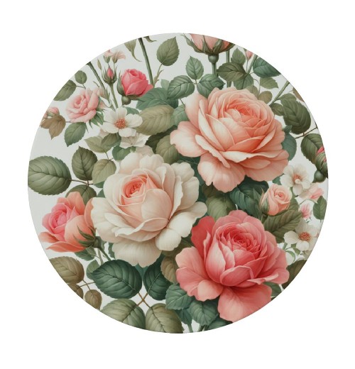 Ulloord  Round Tablecloth Fitted Table Cover with Elastic Edged Floral Rose Flowers Waterproof Table Cloth for Party Kitchen Dining Indoor Outdoor Table