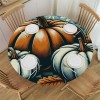 Ulloord Round Tablecloth Fitted Table Cover with Elastic Edged Pumpkin Check Waterproof Table Cloth for Party Kitchen Dining Indoor Outdoor Table