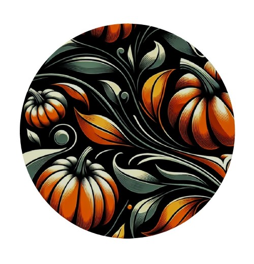 Ulloord  Round Tablecloth Fitted Table Cover with Elastic Edged Vintage Pumpkin Leaves Waterproof Table Cloth for Party Kitchen Dining Indoor Outdoor Table