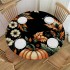 Ulloord Round Tablecloth Fitted Table Cover with Elastic Edged Halloween Theme Waterproof Table Cloth for Party Kitchen Dining Indoor Outdoor Table