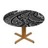 Ulloord  Round Tablecloth Fitted Table Cover with Elastic Edged Floral Paisley Pattern Waterproof Table Cloth for Party Kitchen Dining Indoor Outdoor Table