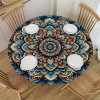 Ulloord Round Tablecloth Fitted Table Cover with Elastic Edged Waterproof Table Cloth for Party Kitchen Dining Indoor Outdoor Table