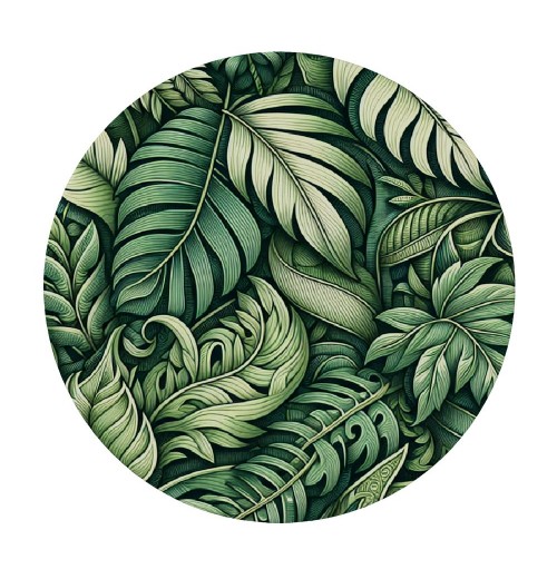 Ulloord  Round Tablecloth Fitted Table Cover with Elastic Edged Palm Leaves Pattern Waterproof Table Cloth for Party Kitchen Dining Indoor Outdoor Table