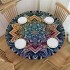 Ulloord  Round Tablecloth Fitted Table Cover with Elastic Edged Rainbow Mandala Pattern Waterproof Table Cloth for Party Kitchen Dining Indoor Outdoor Table