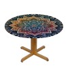 Ulloord  Round Tablecloth Fitted Table Cover with Elastic Edged Rainbow Mandala Pattern Waterproof Table Cloth for Party Kitchen Dining Indoor Outdoor Table