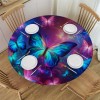 Ulloord  Round Tablecloth Fitted Table Cover with Elastic Edged Space Butterfly Pattern Waterproof Table Cloth for Party Kitchen Dining Indoor Outdoor Table