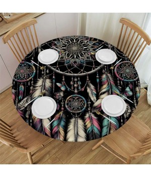 Ulloord Round Tablecloth Fitted Table Cover with Elastic Edged Butterflies Waterproof Table Cloth for Party Kitchen Dining Indoor Outdoor Table