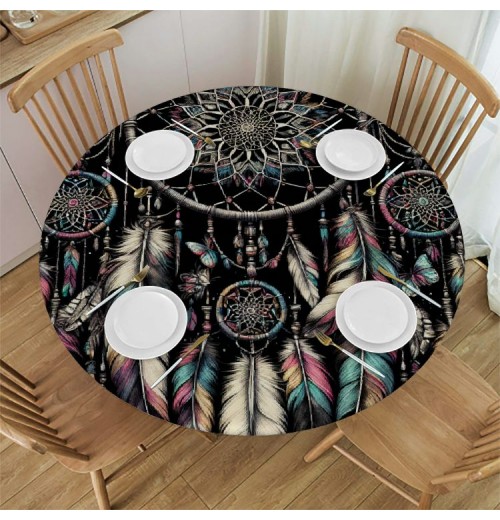 Ulloord Round Tablecloth Fitted Table Cover with Elastic Edged Butterflies Waterproof Table Cloth for Party Kitchen Dining Indoor Outdoor Table