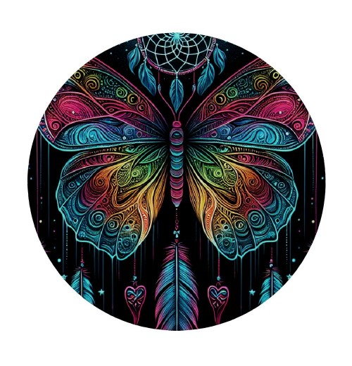 Ulloord  Round Tablecloth Fitted Table Cover with Elastic Edged Butterfly Dreamcatcher Galaxy Waterproof Table Cloth for Party Kitchen Dining Indoor Outdoor Table