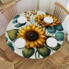 Ulloord  Round Tablecloth Fitted Table Cover with Elastic Edged Sunflower Summer Leaves Waterproof Table Cloth for Party Kitchen Dining Indoor Outdoor Table