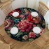 Ulloord  Round Tablecloth Fitted Table Cover with Elastic Edged Floral Flowers Pattern Waterproof Table Cloth for Party Kitchen Dining Indoor Outdoor Table