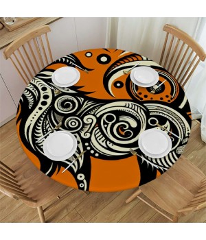 Ulloord  Round Tablecloth Fitted Table Cover with Elastic Edged Vintage Sacred Goat Waterproof Table Cloth for Party Kitchen Dining Indoor Outdoor Table