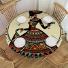 Ulloord  Round Tablecloth Fitted Table Cover with Elastic Edged African Women Print Waterproof Table Cloth for Party Kitchen Dining Indoor Outdoor Table