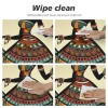 Ulloord  Round Tablecloth Fitted Table Cover with Elastic Edged African Women Print Waterproof Table Cloth for Party Kitchen Dining Indoor Outdoor Table