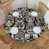 Ulloord  Round Tablecloth Fitted Table Cover with Elastic Edged Vintage African Totem Waterproof Table Cloth for Party Kitchen Dining Indoor Outdoor Table