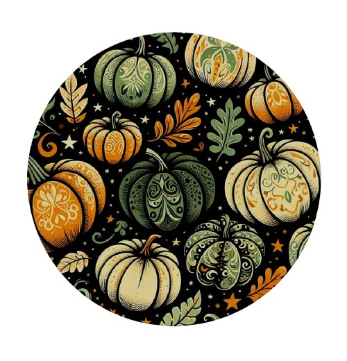 Ulloord  Round Tablecloth Fitted Table Cover with Elastic Edged Halloween Pumpkins Pattern Waterproof Table Cloth for Party Kitchen Dining Indoor Outdoor Table