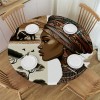 Ulloord  Round Tablecloth Fitted Table Cover with Elastic Edged African Woman Elephant Waterproof Table Cloth for Party Kitchen Dining Indoor Outdoor Table