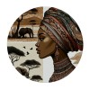 Ulloord  Round Tablecloth Fitted Table Cover with Elastic Edged African Woman Elephant Waterproof Table Cloth for Party Kitchen Dining Indoor Outdoor Table