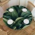 Ulloord Round Tablecloth Fitted Table Cover with Elastic Edged Tropical Plant Palm Leaves Waterproof Table Cloth for Party Kitchen Dining Indoor Outdoor Table