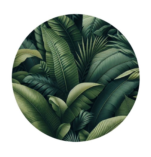 Ulloord Round Tablecloth Fitted Table Cover with Elastic Edged Tropical Plant Palm Leaves Waterproof Table Cloth for Party Kitchen Dining Indoor Outdoor Table