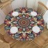 Ulloord Round Tablecloth Fitted Table Cover with Elastic Edged Ethnic Retro Pattern Waterproof Table Cloth for Party Kitchen Dining Indoor Outdoor Table