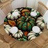 Ulloord  Round Tablecloth Fitted Table Cover with Elastic Edged Pumpkins Autumn Thanksgiving Waterproof Table Cloth for Party Kitchen Dining Indoor Outdoor Table