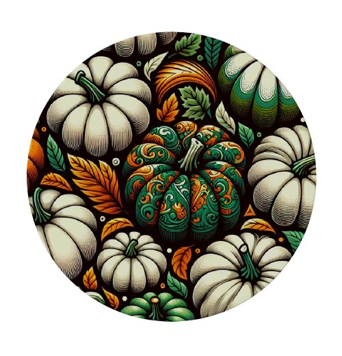 Ulloord  Round Tablecloth Fitted Table Cover with Elastic Edged Pumpkins Autumn Thanksgiving Waterproof Table Cloth for Party Kitchen Dining Indoor Outdoor Table