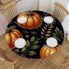 Ulloord  Round Tablecloth Fitted Table Cover with Elastic Edged Thanksgiving Pumpkin Pattern Waterproof Table Cloth for Party Kitchen Dining Indoor Outdoor Table