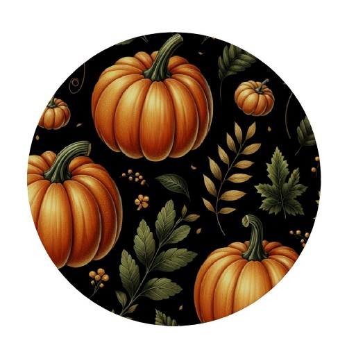 Ulloord  Round Tablecloth Fitted Table Cover with Elastic Edged Thanksgiving Pumpkin Pattern Waterproof Table Cloth for Party Kitchen Dining Indoor Outdoor Table