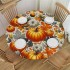 Ulloord  Round Tablecloth Fitted Table Cover with Elastic Edged Pumpkin Leaves Pattern Waterproof Table Cloth for Party Kitchen Dining Indoor Outdoor Table