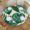 Ulloord Round Tablecloth Fitted Table Cover with Elastic Edged Tropical Floral Plant Palm Waterproof Table Cloth for Party Kitchen Dining Indoor Outdoor Table